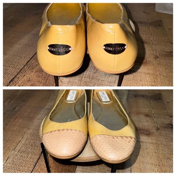 Jimmy Choo Animal Print Cap Toe Tan Patent Leather Ballet Flats EUR 39 - Picture 15 of 15